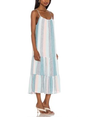 Rails Scoop Neck Spaghetti Strap Adora Dress in Highland Stripe XL Blue Peach
